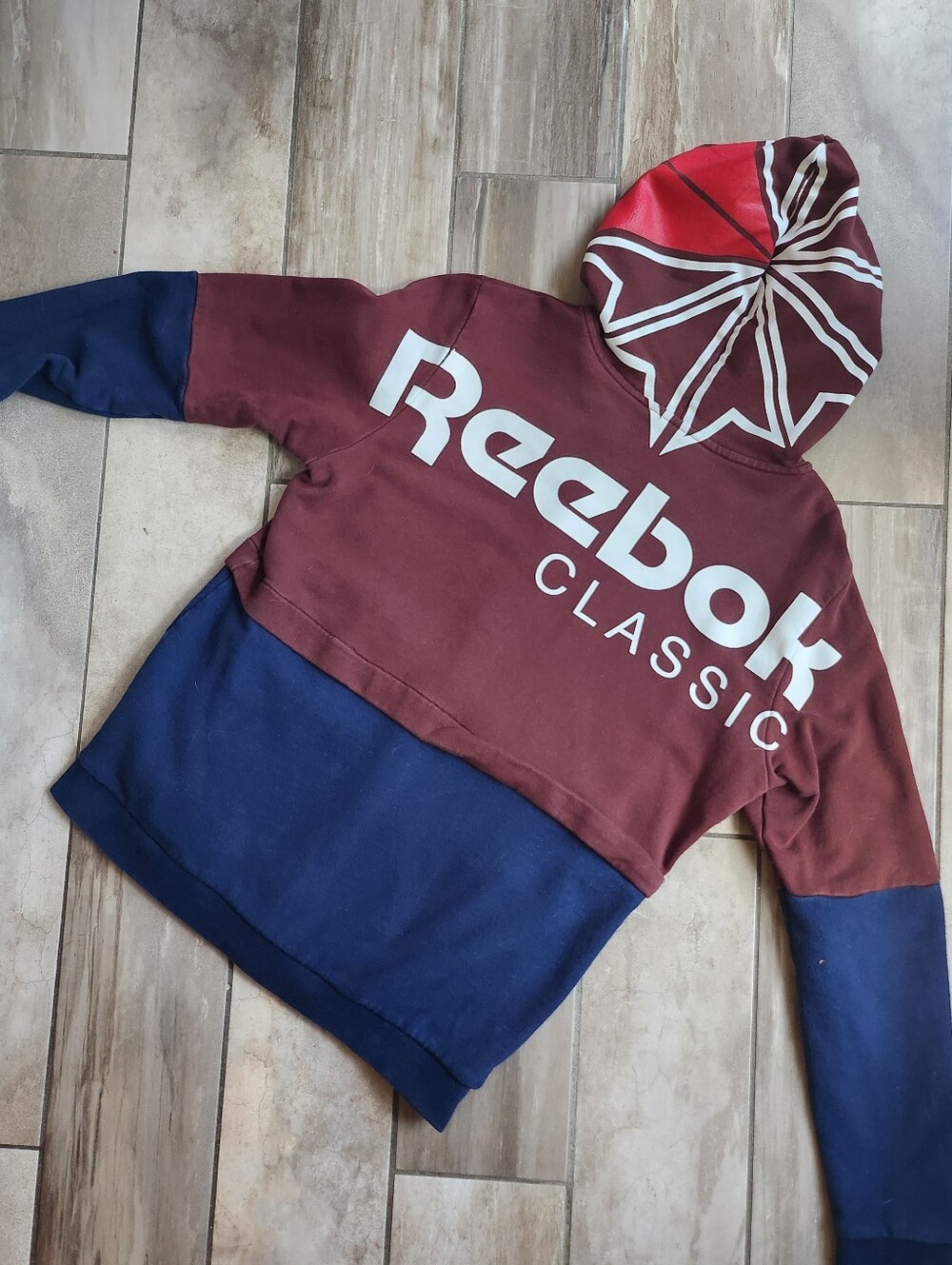 Reebok Classic Men's Maroon & Navy Colorblock Zip-Up Hoodie